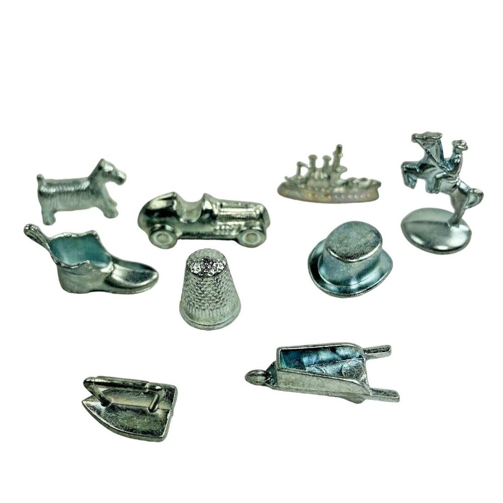 Lot 9 Monopoly Game Replacement Pieces Classic Tokens SILVER u - Picture 1 of 1